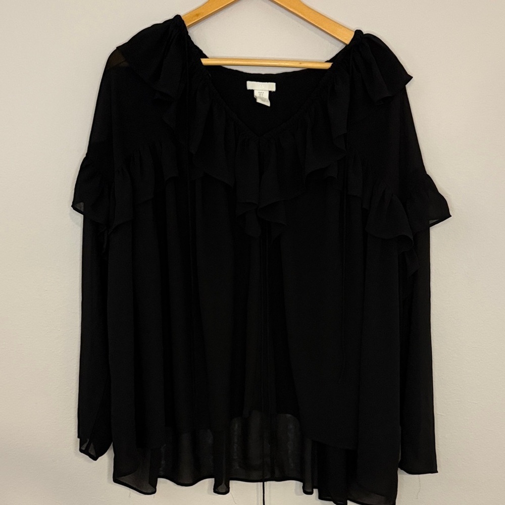 H&M Elegant Black Ruffle Blouse